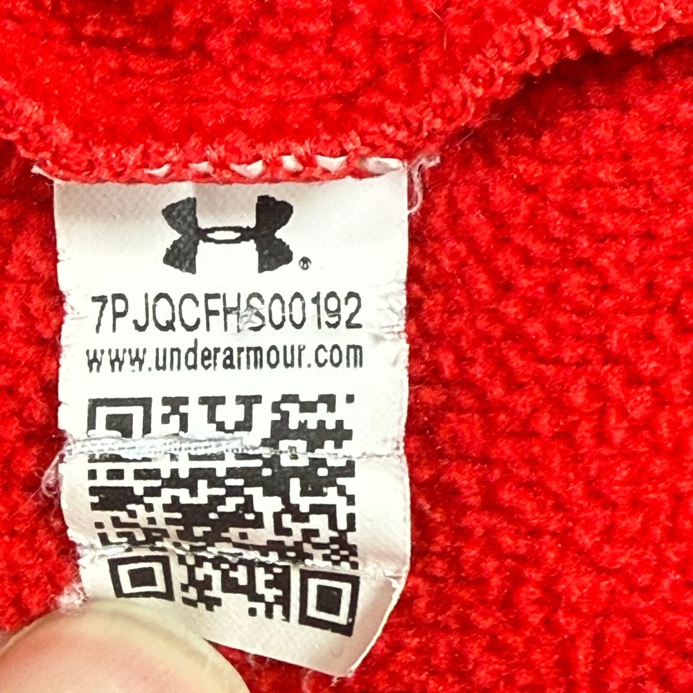 Under Armour Red ColdGear Hoodie Boys Large Loose Fit Athletic Hoodie - Picture 6 of 6